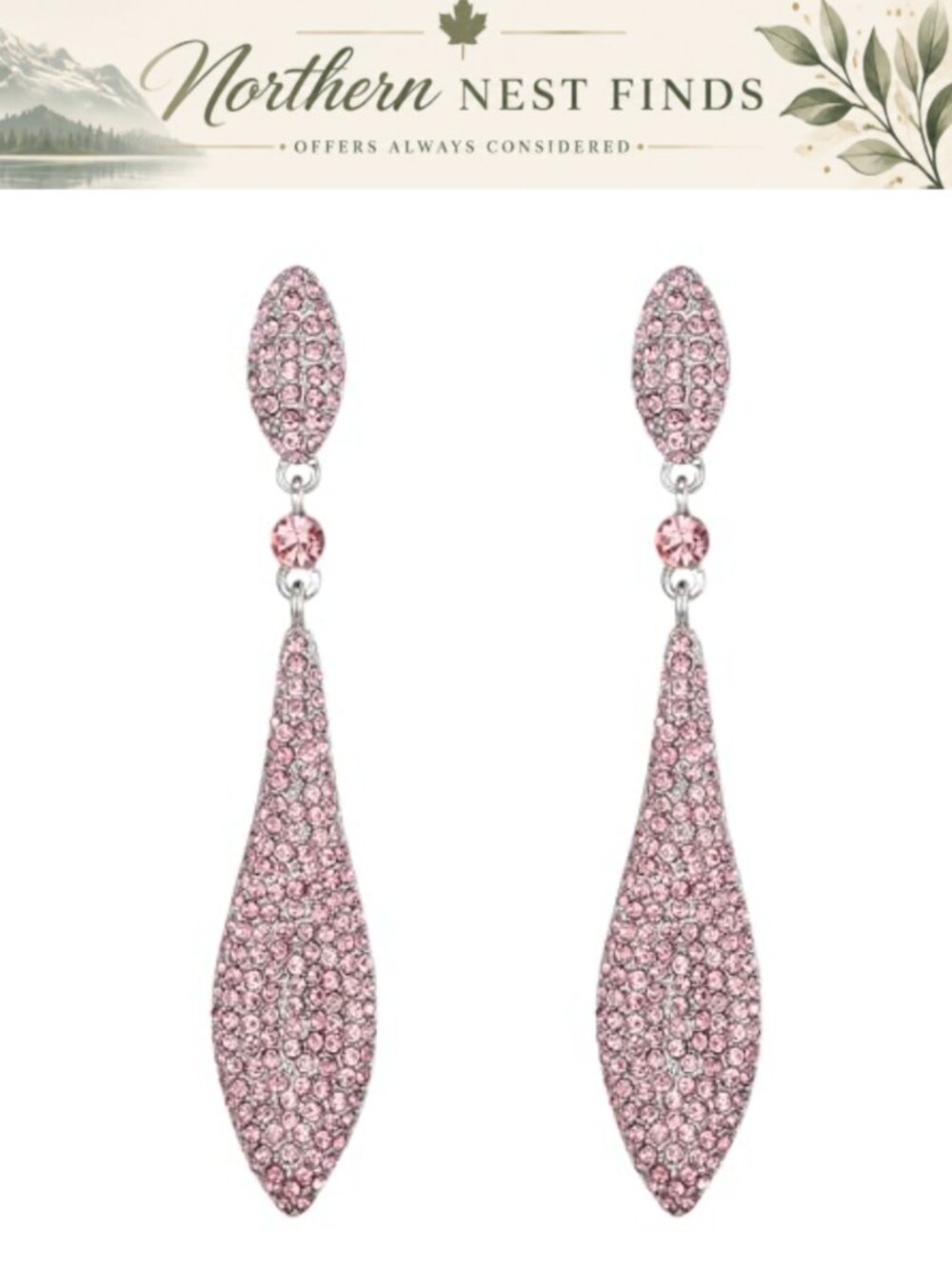 Austrian Crystal Double Waterdrop Dangle Earrings Pierced Bridal
